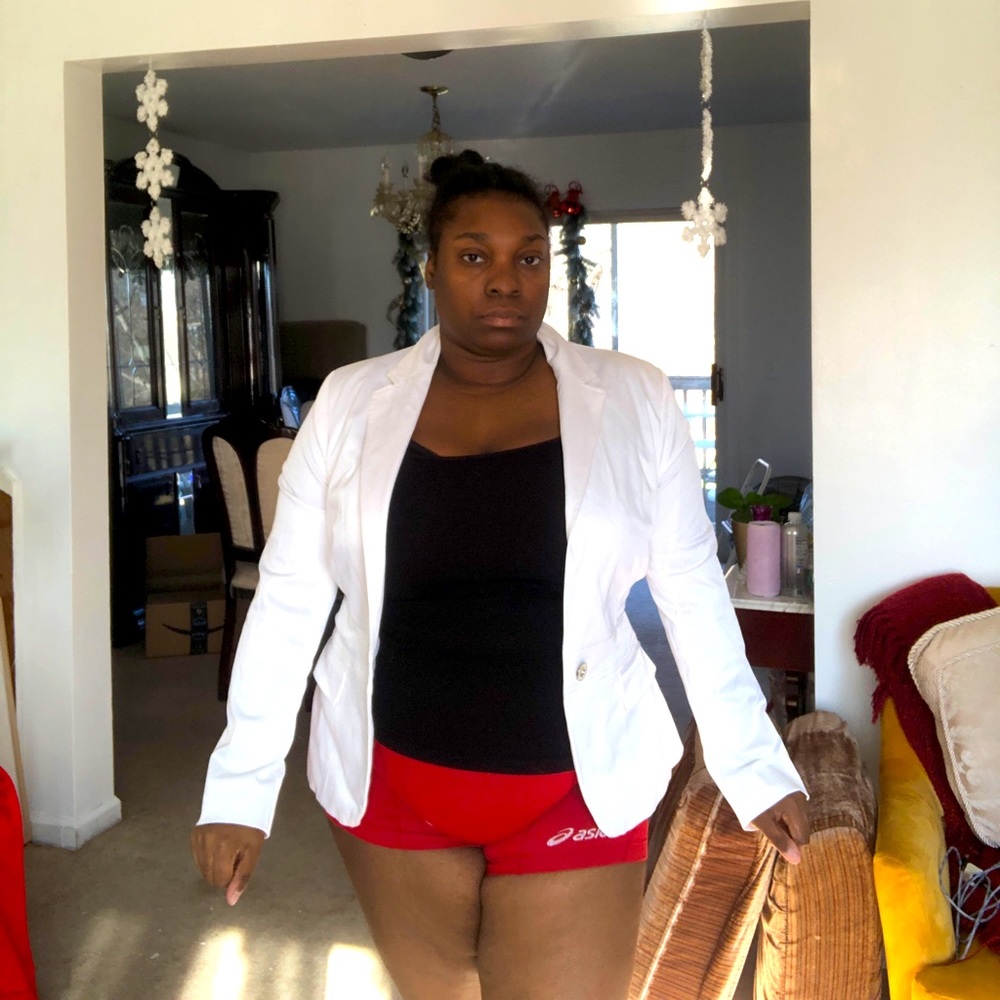 Plain white tailed blazer